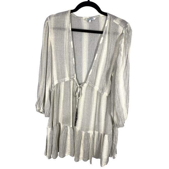 Blue Island, Size Large, White & Gray Beach Coverup, Boho, Beaded Tassel, EUC - Picture 1 of 8